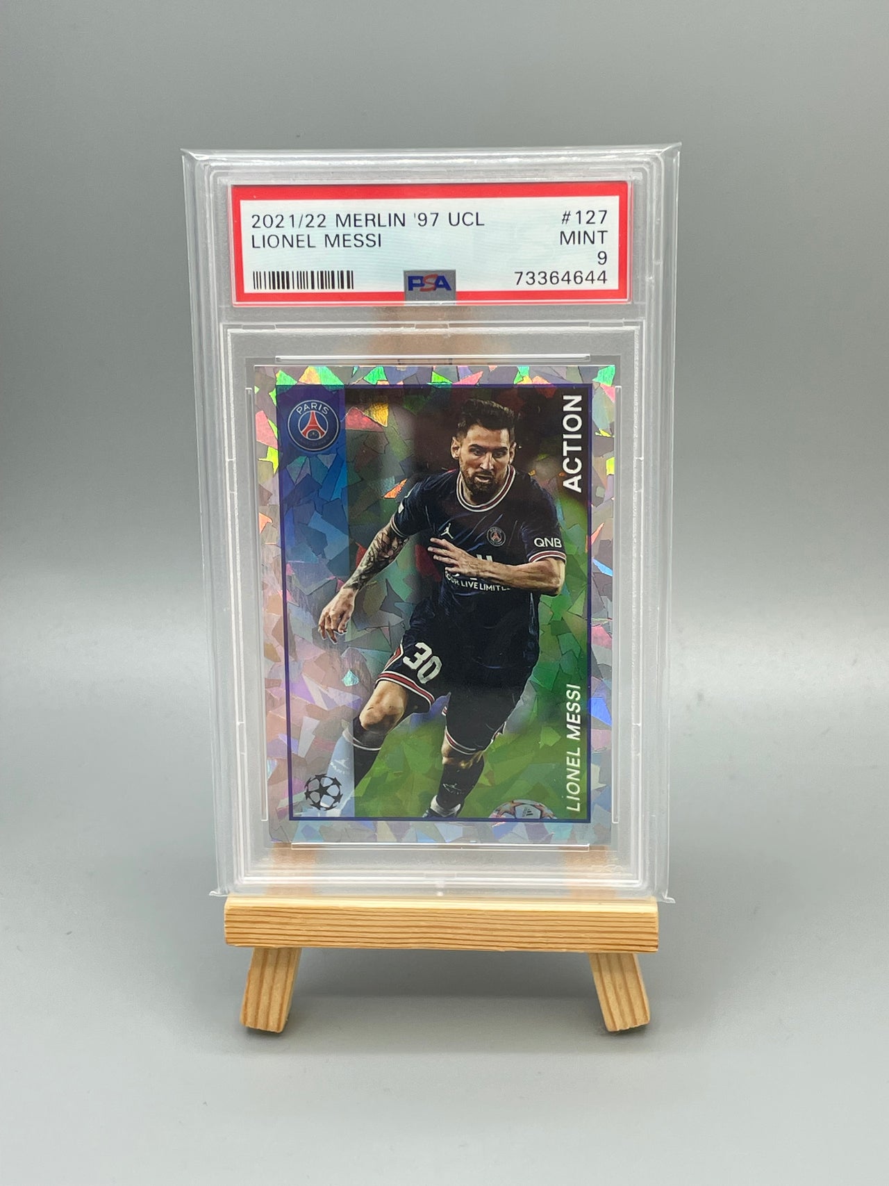 Fussball -  Topps 2021 / 22 - Merlin '97 UCL - Messi Cracked Ice PSA 9