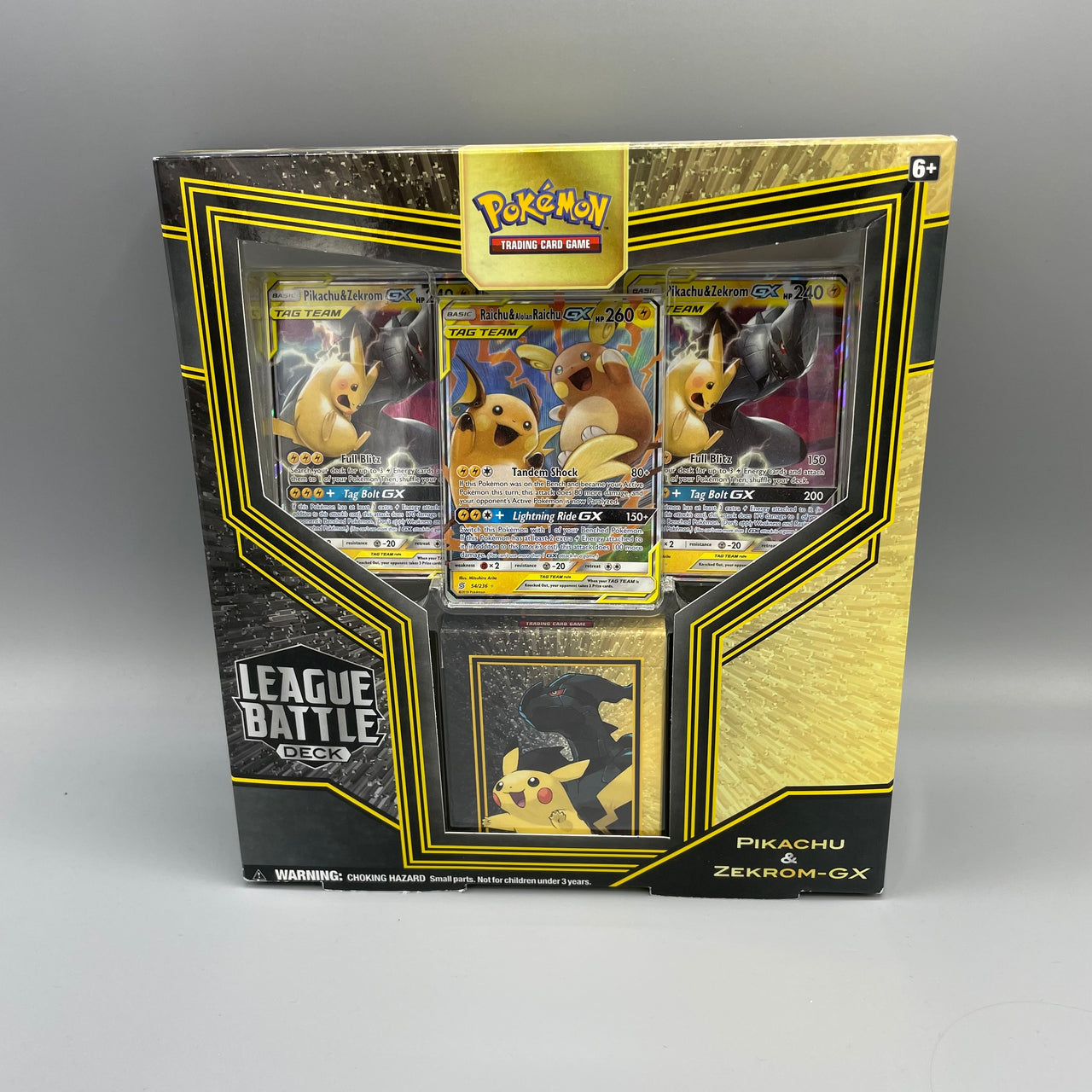 Pokémon Pikachu Zekrom GX Pokemon League Battle Deck Box - Englisch - Kleber gelöst