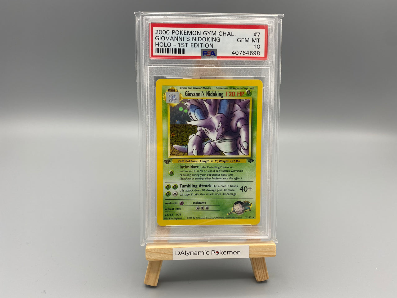 Pokemon Giovanni's Nidoking Gym Chal.  #7 Holo 1st.Edition 2000 PSA 10 Englisch